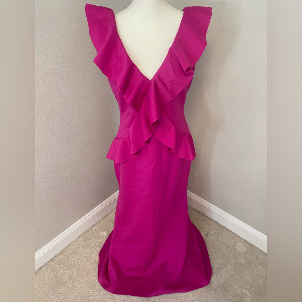 Magenta Scuba Crepe Gown
